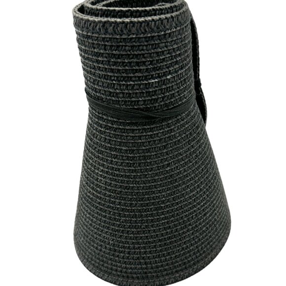 A New Day Womens Wide Brim Roll-Up Visor Hat Black Paper Polyester - Picture 3 of 8